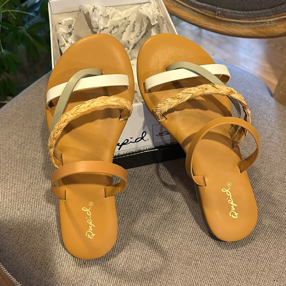 Qupid Women's Sandals - White, Tan, and Cream